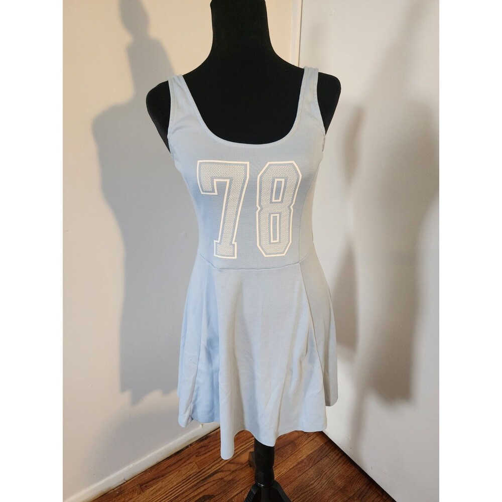 NWOT Women " DIVIDED by H&M " Tank Fit & Flare Number Dress Light Blue Size 6